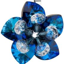 Strieborny Privesok S Kristalom Swarovski Modra Kvetina 34072 5