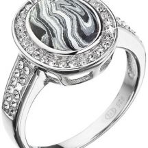 Strieborny Prsten Oval Ciernobiely Mramor Sa Swarovski Krystaly 75018 1