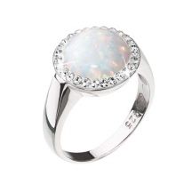 Strieborny Prsten So Syntetickym Opalom A Krystalmi Preciosa Biely 35060 1