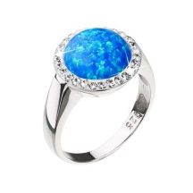 Strieborny Prsten So Syntetickym Opalom A Krystaly Preciosa Modry 35060 1