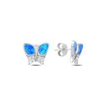 1279 3495 Strieborne Nausnice Motyl Opal
