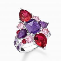 30270 Thomas Sabo Prsten Cocktail Ring With Red And Violet Stones