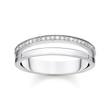 Thomas Sabo Prsten Ring Double White Stones Silver