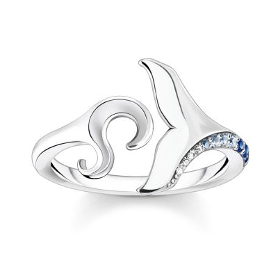 Thomas Sabo Prsten Tail Fin And Wave With Blue Stones
