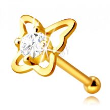 17340 Diamantovy Piercing Do Nosa Zo 14k Zlteho Zlata Kontura Motya S Briliantom 2 0 Mm
