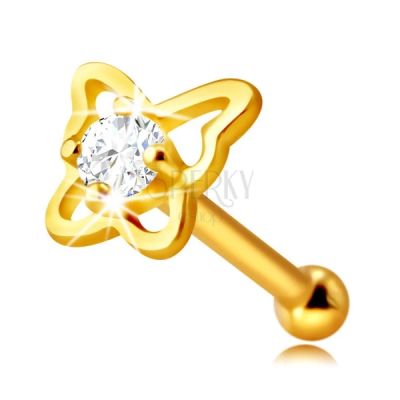 17342 Diamantovy Piercing Do Nosa Zo 14k Zlteho Zlata Kontura Motya S Briliantom 1 5 Mm