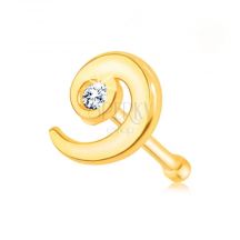 17346 Diamantovy Piercing Do Nosa Zo Zlteho 14k Zlata Rovny Spirala S Cirym Briliantom