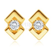 17451 Diamantove Nausnice V Zltom Zlate 585 Okruhly Briliant Dva Leskle Trojuholniky