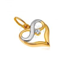 19562 Diamantovy Zlaty Privesok 585 Dvojfarebne Srdce Symbol Nekonecna Briliant