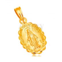 20094 Privesok Zo Zlteho 14k Zlata Ovalny Medailon Panny Marie Obojstranny