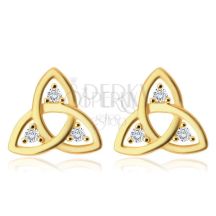 30503 Diamantove Nausnice Zo Zlteho 375 Zlata Symbol Triquetra Brilianty Cirej Farby