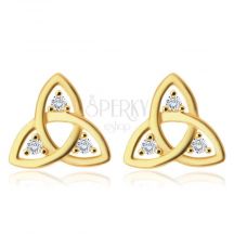 30503 Diamantove Nausnice Zo Zlteho 375 Zlata Symbol Triquetra Brilianty Cirej Farby