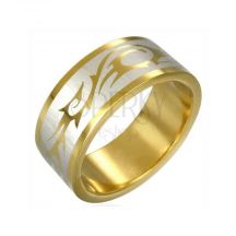 34802 Prsten Zlatej Farby Tribal Symbol