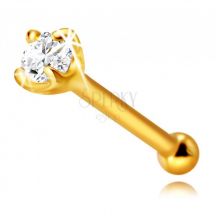 Diamantovy Piercing Do Nosa Z 585 Zlteho Zlata Rovny Trblietavy Briliant V Kotliku 1 75 Mm