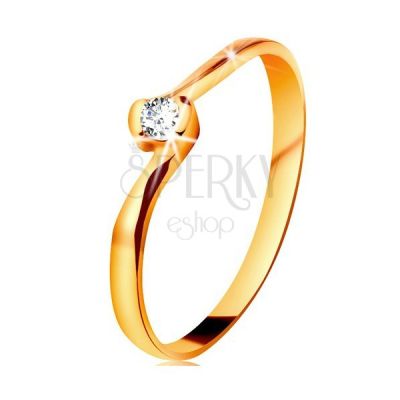 Prsten V Zltom 14k Zlate Ciry Diamant Medzi Zahnutymi Koncami Ramien