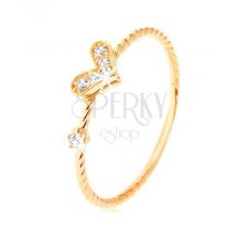 Zlaty Prsten 375 Spiralovito Zatocene Ramena Trblietave Srdiecko Zirkon