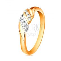 Zlaty Prsten 585 Dve Vlnky Z Bieleho A Zlteho Zlata Trblietave Cire Zirkony