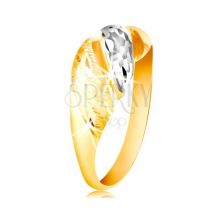 Zlaty Prsten 585 Vypukle Pasy Zlteho A Bieleho Zlata Ligotave Ryhy