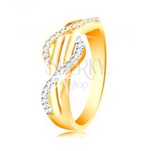 Zlaty Prsten 585 Zirkonove Vlnky Zo Zlteho A Bieleho Zlata Rovne Hladke Pasy